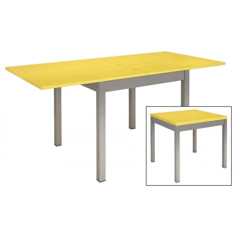 Table De Cuisine Metal Et Bois Jaune