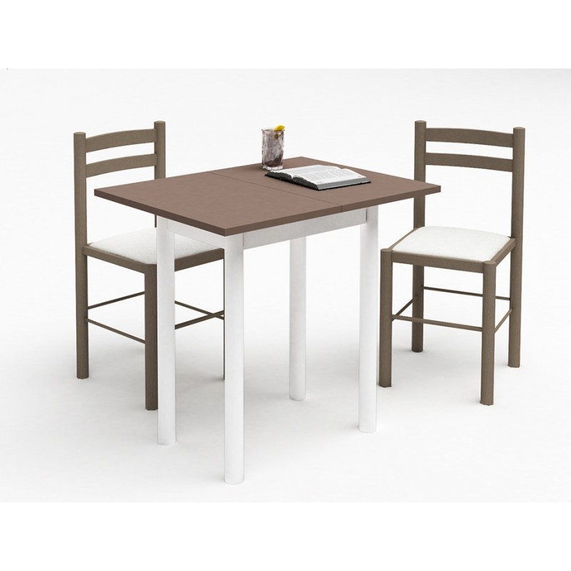 petitetabledecuisineplateaumelaminepiedsmetal2chaisesenhetre