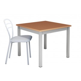 Table de cuisine fixe 90x90 pieds métal