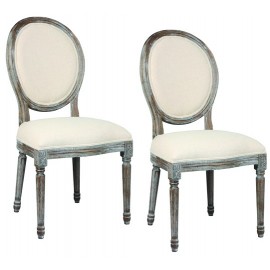 2 Chaises médaillons blanchies