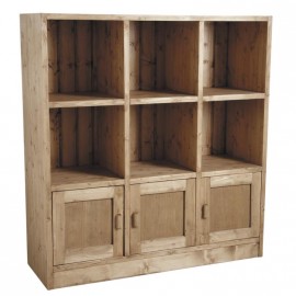 Etagère 3 portes 6 cases en bois 