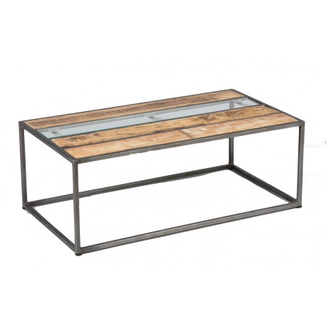 Table basse cadre acier plateau bois