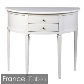 Console demi lune - 2 tiroirs fronteaux gris clair