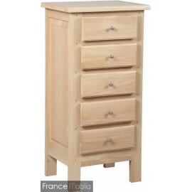 Petit Meuble Tiroirs Bois De Chene Massif Blanchi Style Chiffonnier Pas Cher