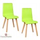 2 chaises verte pieds hêtre