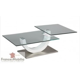 Table basse 2 plateaux articulés en verre