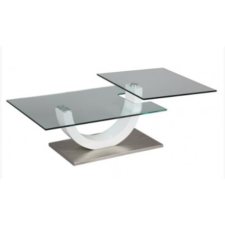 Table basse 2 plateaux articulés en verre