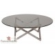 Table ronde de salon diam 105 pied inox triangulaire