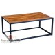 Table basse en acier carré et bois exotique