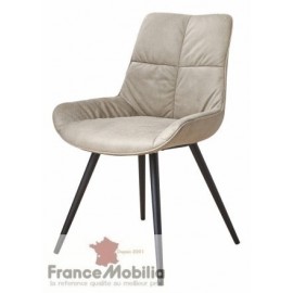 Chaise anti-tache tissu beige polyester pieds anthracite