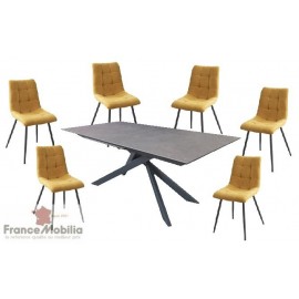 Table et chaises pour 6 personnes en céramique assise tissu