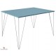 Table pour cuisine bleue sur mesure et pieds métallique a 3 branches
