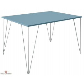Table pour cuisine plateau bleu pieds métal 3 branches