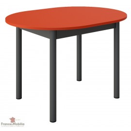Table de cuisine ovale sur mesure en rouge et noire