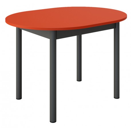 Table de cuisine ovale sur mesure en rouge et noire