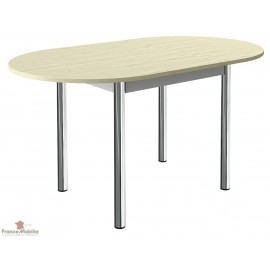 Table de cuisine ovale a rallonge centrale et pieds chrome