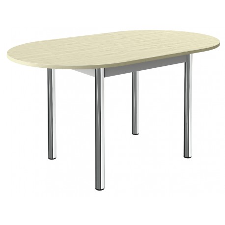 Table de cuisine ovale a rallonge centrale et pieds chrome