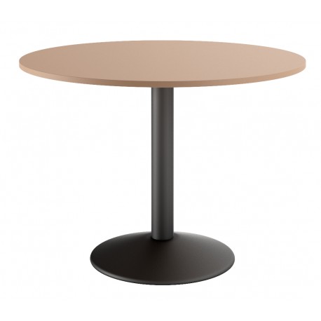 Table ronde  de cuisine de couleur sable et pied central noir mat