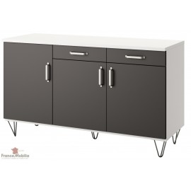 Buffet bas de cuisine bicolore gris anthracite