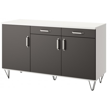 Buffet bas de cuisine bicolore gris anthracite