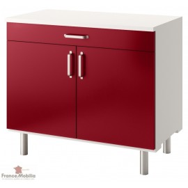 Buffet bas de cuisine 2 portes largeur 100 couleur cerise