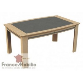 Table de salle a manger en chêne et véritable céramique grise