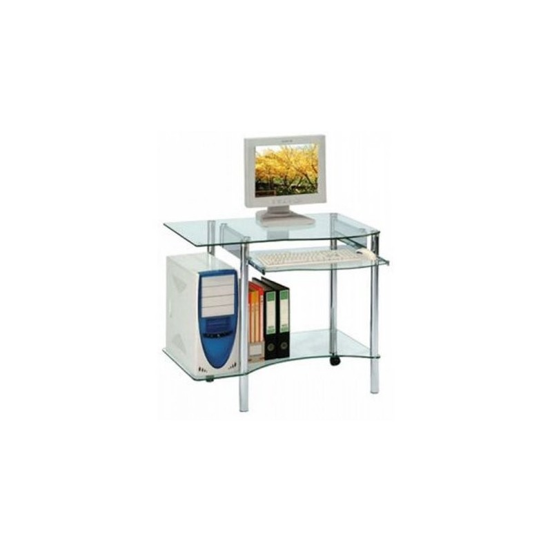 Bureau informatique 80x50x75 cm avec roulettes naturel - PROCESS