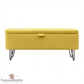 Bout de lit coffre tissu jaune