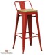 Tabourets haut rouge et table metal