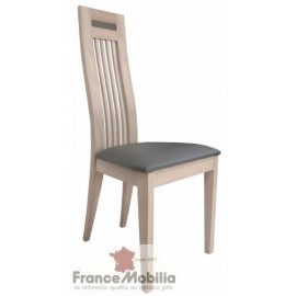Chaise en chêne massif contemporaine assise PVC marron