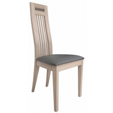 Chaise en chêne massif contemporaine assise PVC marron
