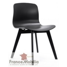 Chaises noires design - pieds bois