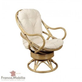 Fauteuil rotin pivotant