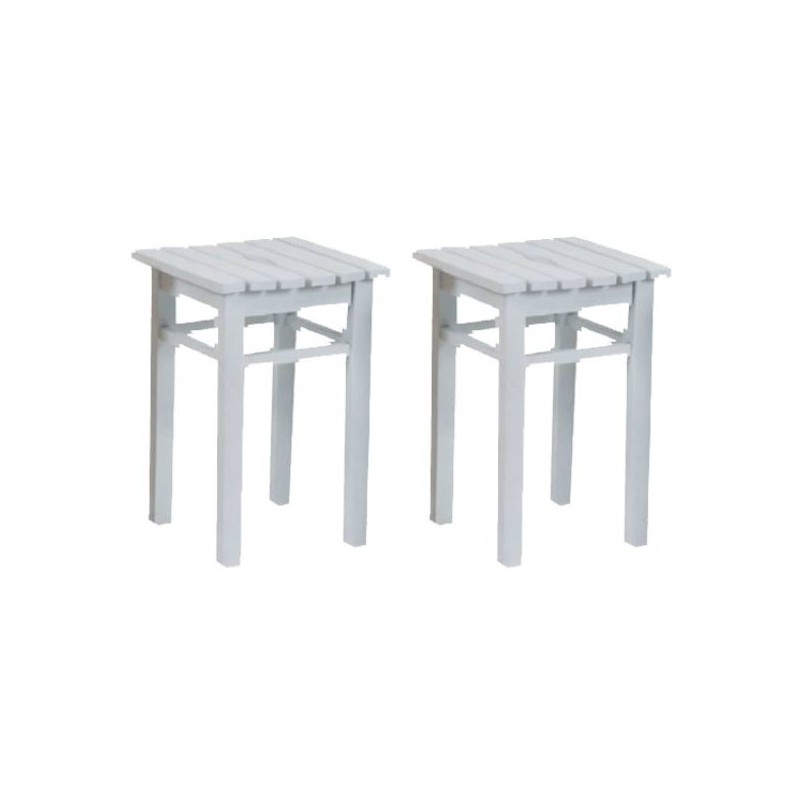 Petits tabourets carrées en bois massif blanc vente en ligne prix