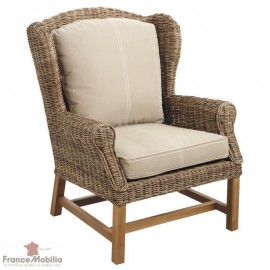 Fauteuil en poelet gris avec coussin en tissu