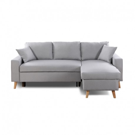 canapé d'angle scandinave 4 places convertible gris clair prix pas cher