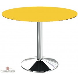 Table jaune ronde de cuisine
