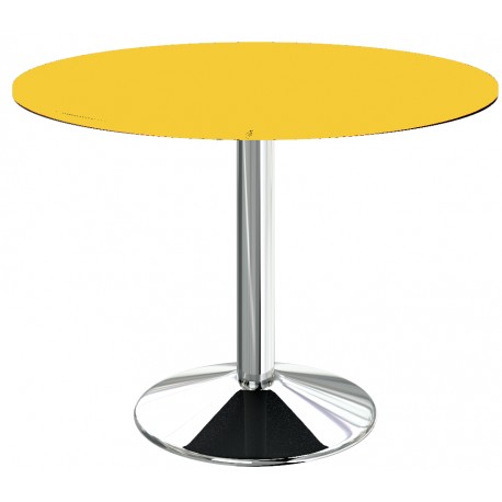 Table jaune ronde de cuisine