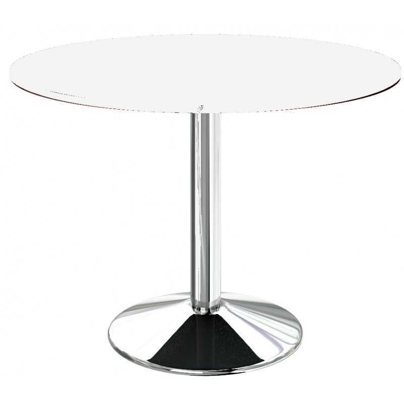 Table ronde blanche de cuisine diamètre 90 cm pied central