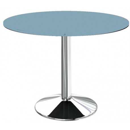 table ronde un pied central Bleu