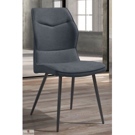 Chaise grise en tissu polyester et pieds métallique de couleur anthracite