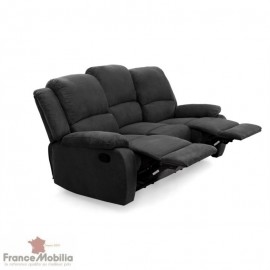 Canapé relax 3 places en microfibre noir