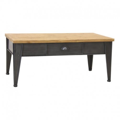 table salon pieds métal plateau bois rectangulaire