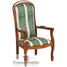 Fauteuil voltaire vert et beige