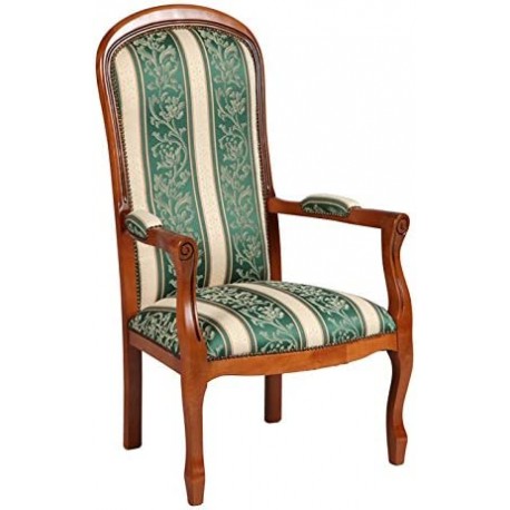 Fauteuil voltaire vert et beige