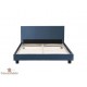 Lit velours bleu en 140 avec sommier 