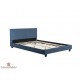 Lit velours bleu en 140 avec sommier 