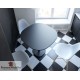 Table carrée pied central inox