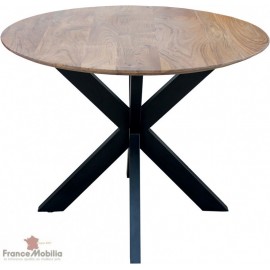 Table ronde bois metal