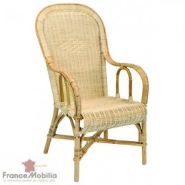 Fauteuil en rotin dossier haut